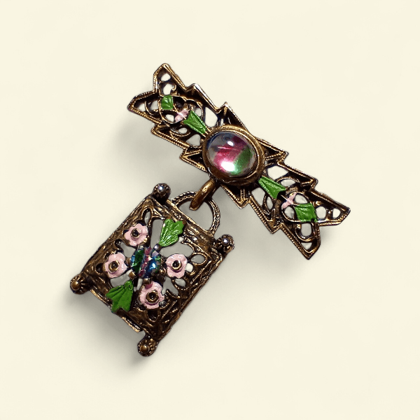 <送料無料>ヴィンテージアイリスガラスのエナメルブローチ vintage iris brooch | 2枚目