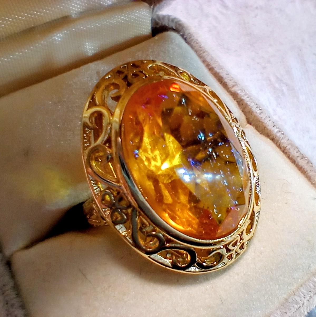 カットドラゴンズブレス アンティークレースリング(トパーズ)Dragon's breath ring | 3枚目