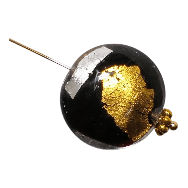 20mmベネチアンビーズ :ゴールド&シルバースプラッシュディスク | 4枚目