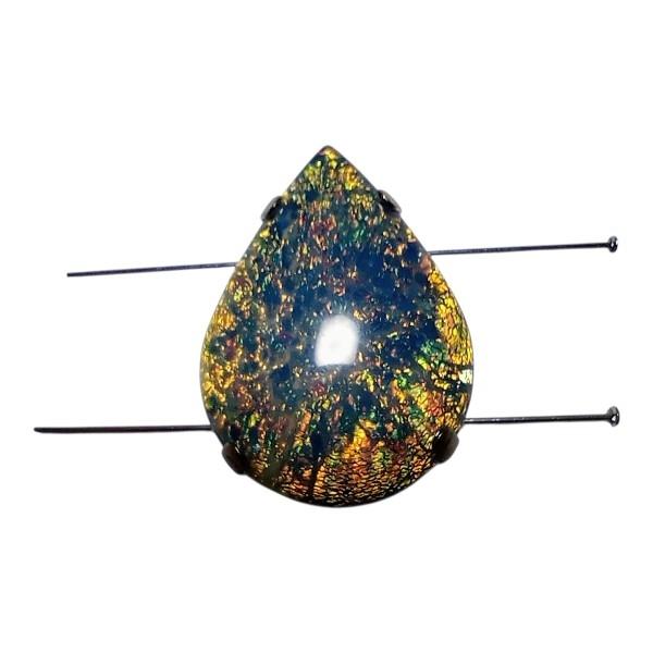 30×22mm: ファイアーオパールカボションペア型 ソウオンセット済 | 3枚目