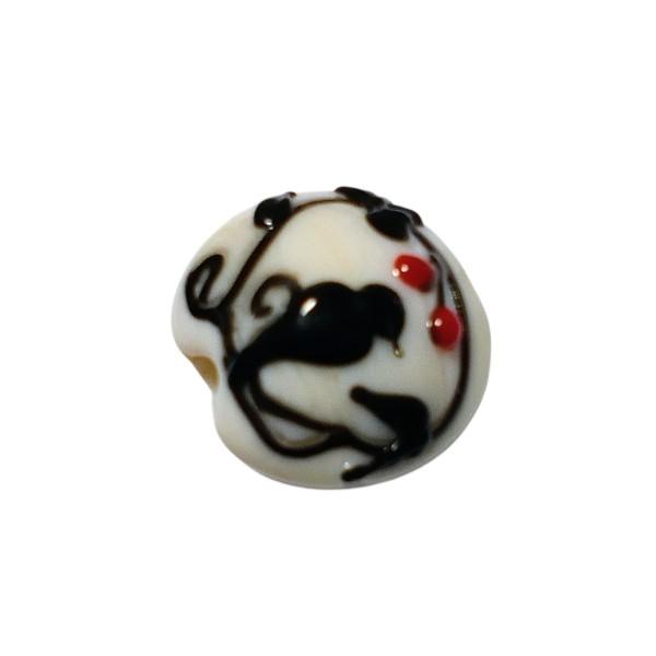 15mm ベネチアンビーズ 梢の小鳥ディスク(アイボリー) | 4枚目