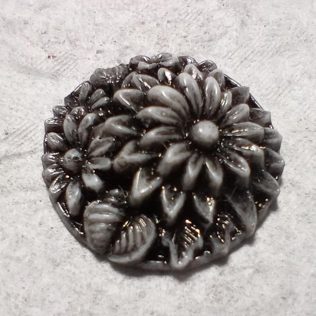 25mm ジャパンヴィンテージモールドフラワーカボション(ブラック) | 2枚目