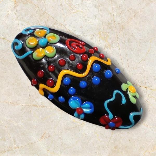 <送料無料> 50×30mmベネチアンビーズ カーニバルフラワーオーバル1枚目の画像